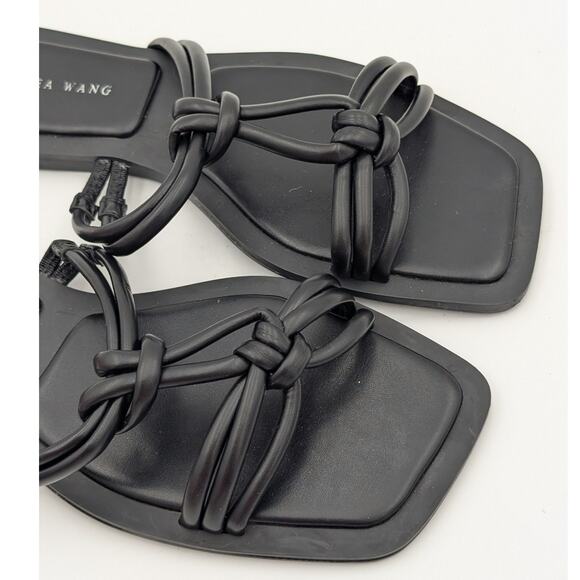 Azalea Wang Stetson Tubular Straps Knot Flat Sandals Women's Black Size US6 - Picture 9 of 10